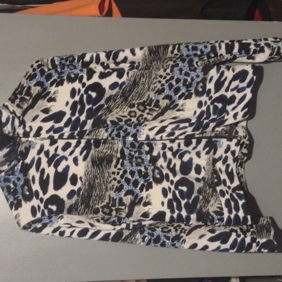 Mirror Image Animal Print Full Zip Stretch w Pockets Jacket Womens Size L - Picture 2 of 5
